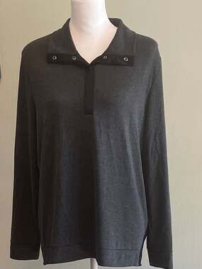 Chico's Zenergy Workwear Mock neck Pullover, Satin Trim, ComfortCore Sz. XL